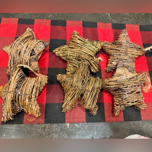 Christmas Holiday Rustic Frosted Twisted Twig Star Ornaments Set - Picture 1 of 12